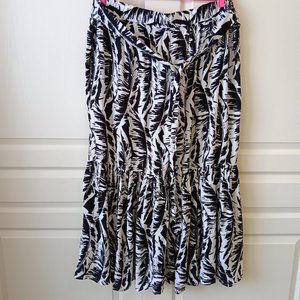 Cacique Women's Black/White Palm Leaves Woven Skirt Coverup Size 26/28